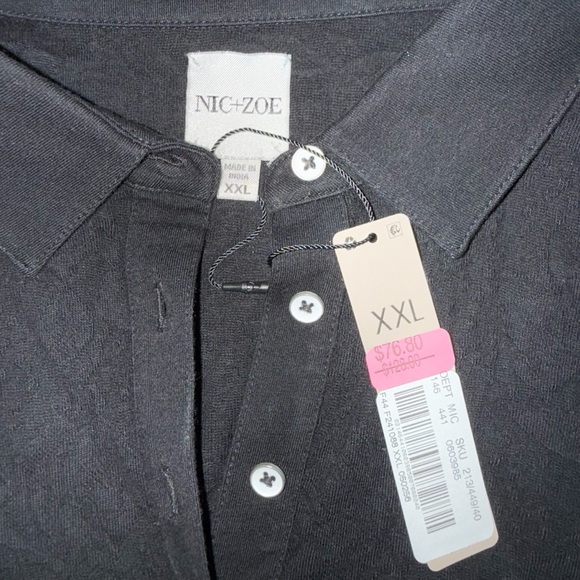 NWT NIC+ZOE Lace Button Down Shirt - Black XXL - Picture 6 of 11